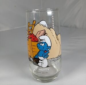 Smurf Promotional Collectible Drinking Glass Vintage 1983 - Hefty